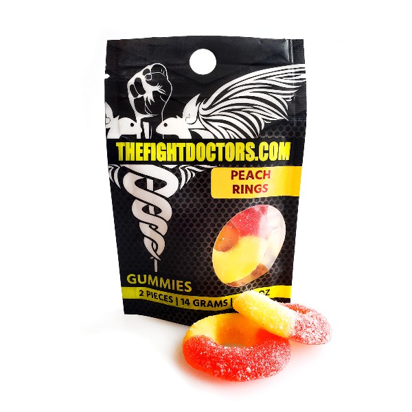 Peach flavored ring Delta 8 Gummies by TheFightDoctors.Com