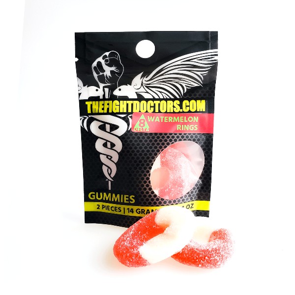Watermelon flavored ring-shaped Delta 8 Gummies by The Fight doctor