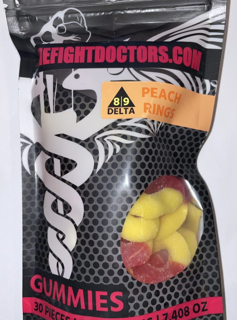 Peach flavored ring Delta 8 THC gummies by TheFightDoctors.Com